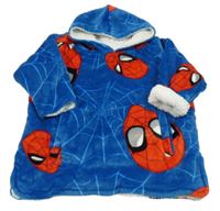 Modrá chlupatá zateplená oversize mikina se Spidermanem a kapucí Marvel