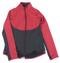 Malinovo-tmavošedá sportovní propínací funkční mikina Decathlon