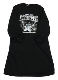 Čierne teplákové šaty s kytarami Shein