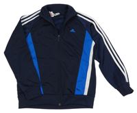 Tmavomodro-modro-bílá sportovní propínací mikina s logem Adidas