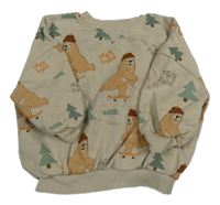 Béžová oversize mikina s medveďmi a stromky Dunnes