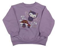 Levandulová mikina so sovou s flitrami a houbami Infinity Kids