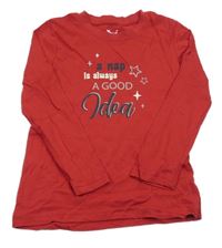 Červené tričko s nápisom a hviezdami Kuniboo