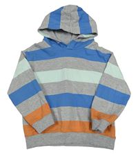 Sivo-modro-oranžová pruhovaná mikina s kapucňou M&S