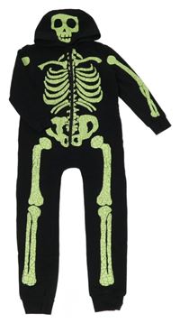 Černá tepláková kombinéza s kostrou a kapucí George