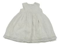 Biele žoržetové šaty s výšivkami s flitrami M&Co.