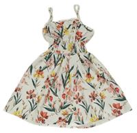 Smotanové kvetované šaty Shein