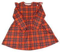 Červeno-čierno-biele kockované šaty s volánikmi