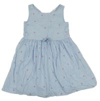 Bielo-modré pruhované plátenné šaty s třešněmi H&M