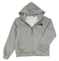 Šedá melírovaná sportovní propínací funkční mikina s kapucí The North Face