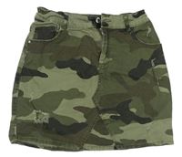 Khaki army rifľová sukňa s vreckami Denim Co.