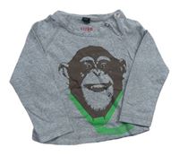 Sivé melírované tričko s opicou