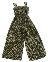Černo-žlutý květovaný lehký culottes overal New Look