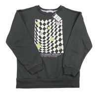 Tmavošedá mikina s potiskem Primark