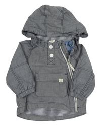 Tmavomodrá melírovaná šusťáková podzimní bunda s kapucí H&M