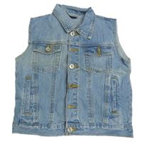 Svetlomodrá rifľová vesta s vreckami Alive