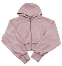 Svetloružová rebrovaná crop prepínaci mikina s kapucňou Primark