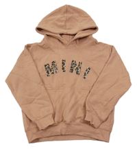 Starorůžová mikina s nápisem a kapucí 