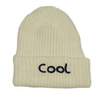 Smetanová pletená čepice s nápisem 