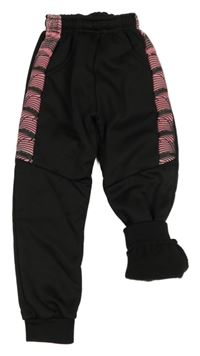 Černé thermo tepláky s růžovým vzorem 