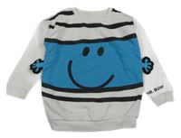 Bielo-modrá mikina so smajlíkom Tu