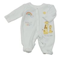 Bílý sametový overal s žirafou Nutmeg