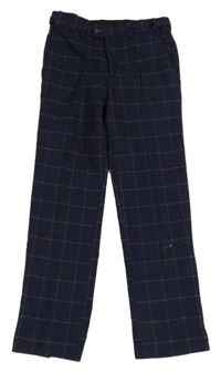 Tmavomodré kockované chino nohavice