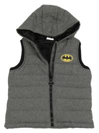 Šedá šusťáková zateplená vesta s Batmanem a kapucí