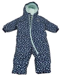 Tmavomodro-zelená vzorovaná šušťáková zimná kombinéza s kapucňou Lupilu