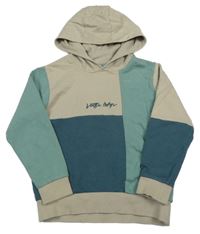 Béžovo-zeleno-modrá mikina s kapucí Next