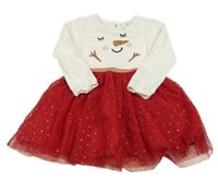 Bielo-červené tylové šaty so sněhulákem Primark