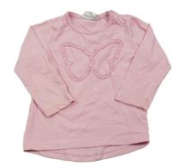 Svetloružové melírované tričko s motýlkom Topomini