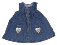 Modré prepínaci rifľové šaty s vreckami so srdiečkami Next