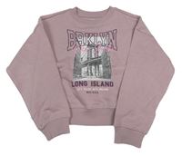 Starorůžová crop mikina s městem Matalan