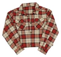 Červeno-smetanový kostkovaný crop kabátek H&M