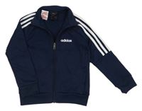 Tmavomodrá sportovní propínací mikina s logem Adidas