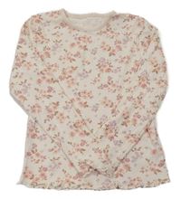 Smetanové žebrované květované triko George