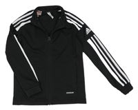 Černá sportovní funkční propínací mikina s bílým pruhy Adidas