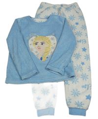 Světlemodro-bílé plyšové pyžamo s Elsou Primark