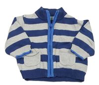 Tmavomodro-sivý pruhovaný prepínaci sveter Mothercare