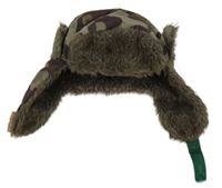 Khaki-hnědá army šusťáková beranice s kožešinou George