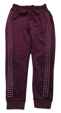 Mahagónovoé plyšové tepláky s kamienkami zn. George