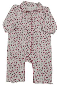 Bielo-červený kvetovaný overal s golierikom Matalan