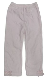 Svetloružové zamatové tepláky s mašľami