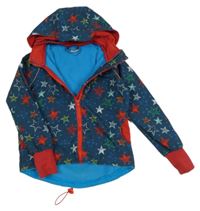 Petrolejová softshellová bunda s hvězdami a kapucí 