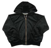 Černá plyšová propínací mikina s kapucí Bekkin