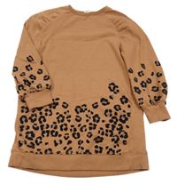 Hnedo-čierne teplákové šaty s leopardím vzorom Next