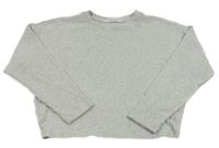 Svetlosivý rebrovaný úpletový crop sveter H&M