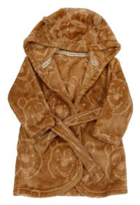 Hnedý plyšový župan s Medvídkem Pú a kapucňou George