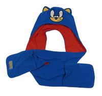 Modrá fleecová čepice se šálou - Sonic George